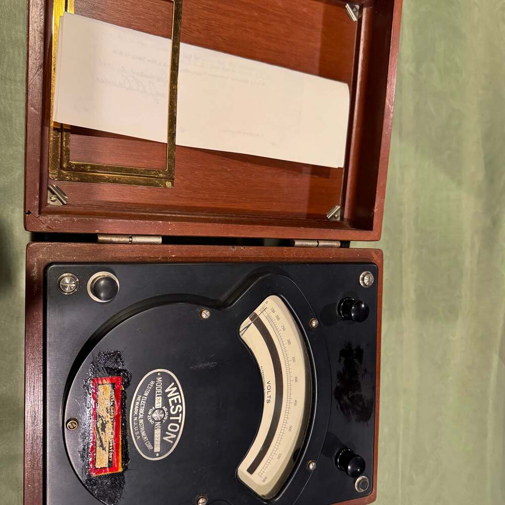 Vintage Weston Model 341 AC/DC Volt Meter in Wooden Case